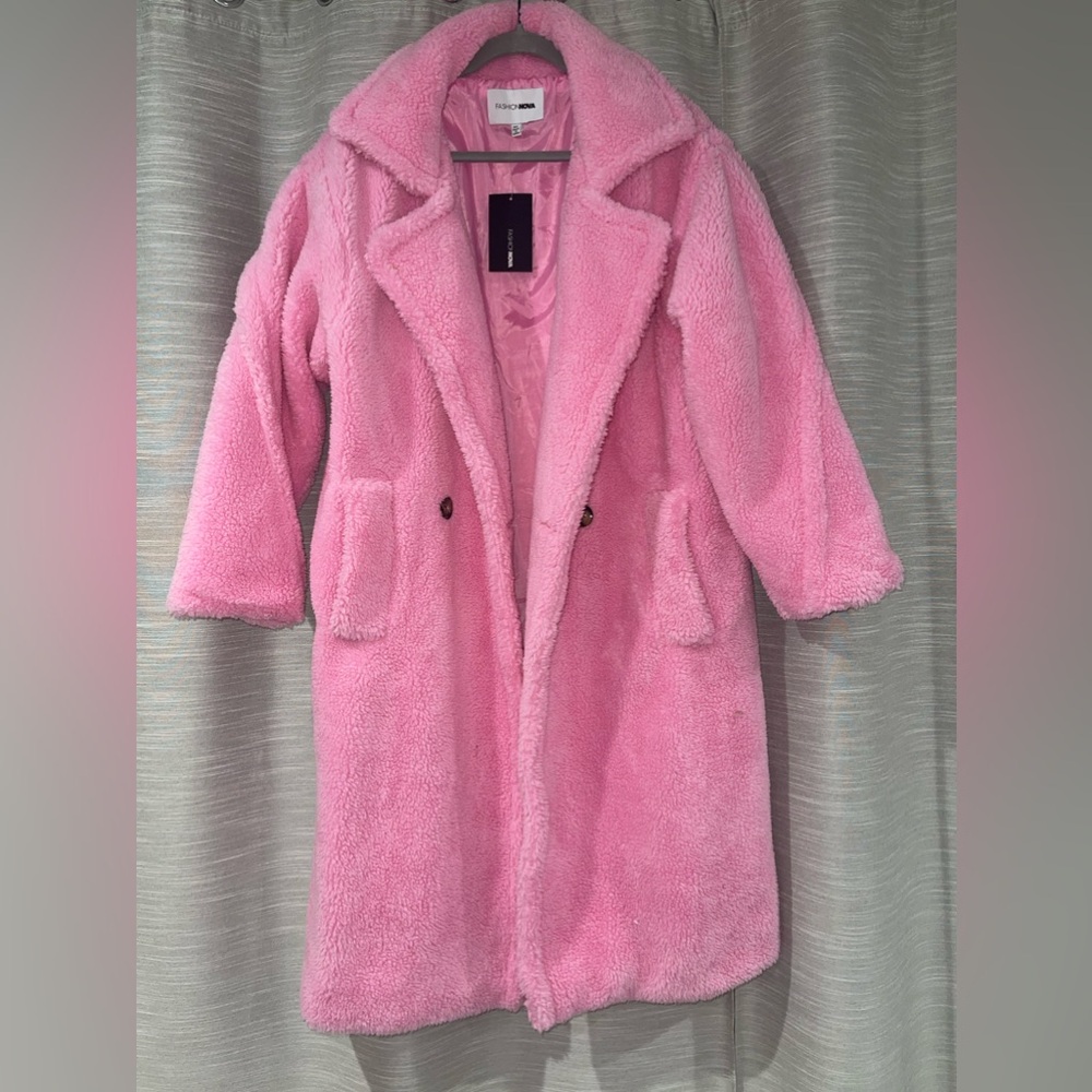 Fashion Nova Pink Teddy Jacket
